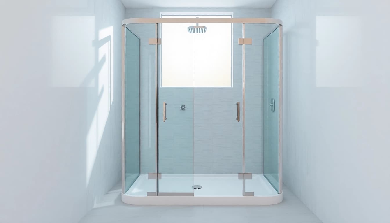 Moderne duschkabine 90x90 in einem eleganten Badezimmer mit stilvollen Details.