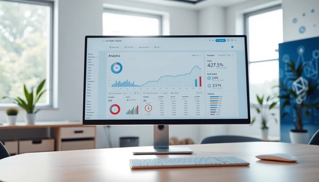 Track SEO performance easily with this professional SEO Rank Tracker interface showcased on a modern computer.