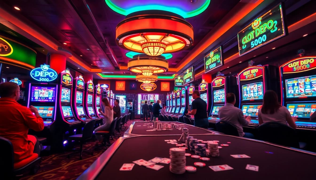 Menangkan Slot Depo 5000 di mesin slot yang memikat dan berwarna-warni.