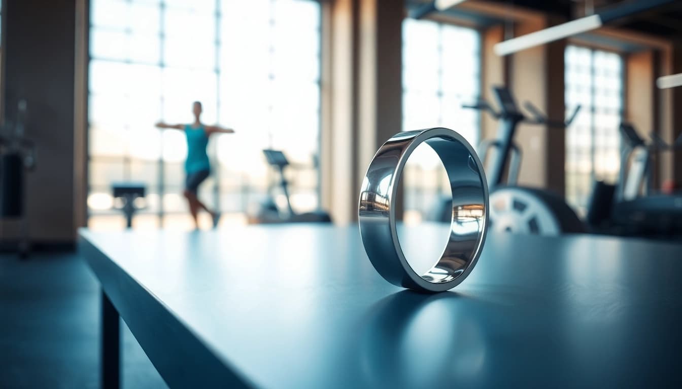 Showcasing the Health Ring, a modern device for fitness enthusiasts tracking health metrics actively.