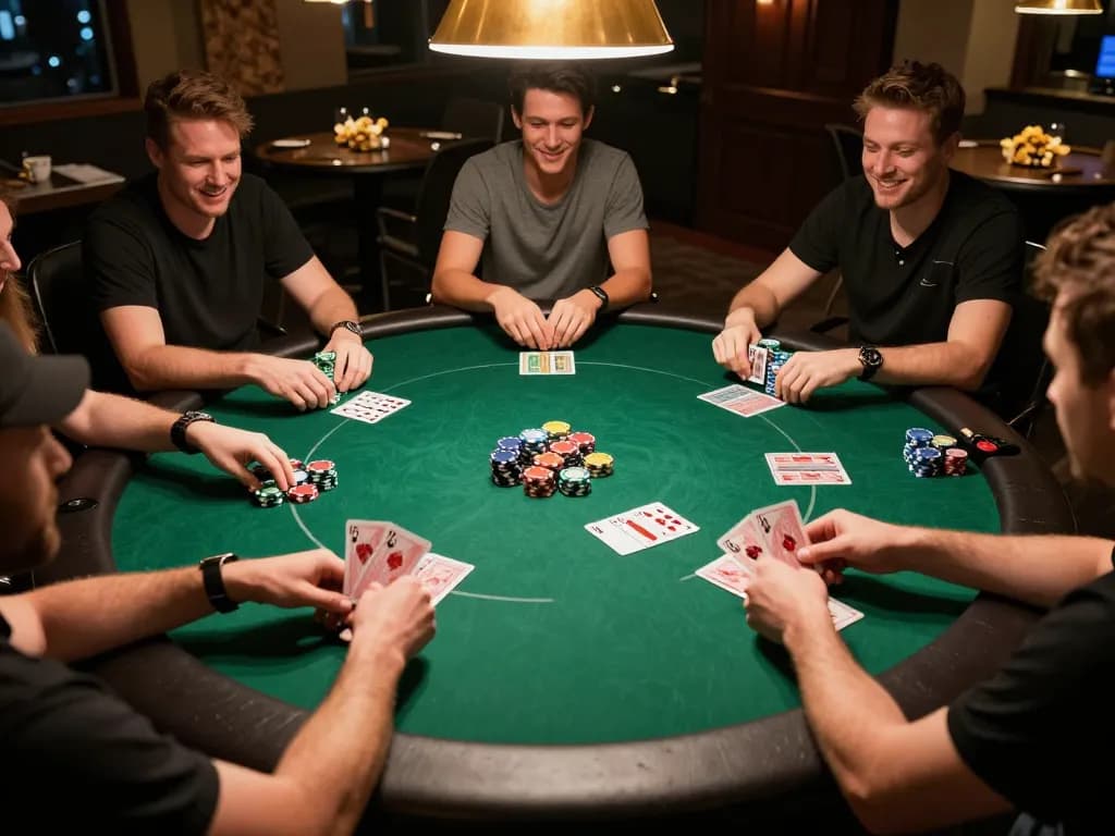 Players engaging in strategic poker gameplay at home, showcasing the excitement of xfzc168 experience