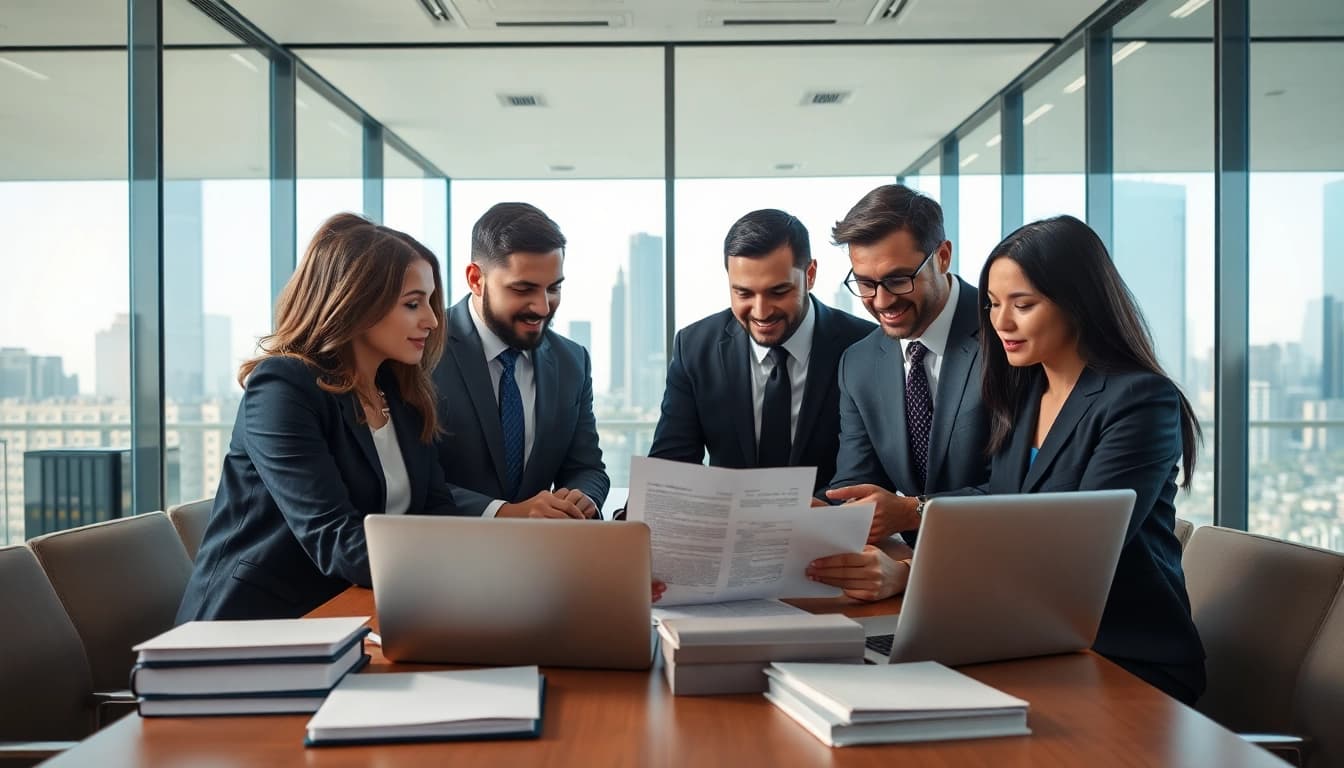 Efficient team working on Collections Litigation Management strategies in a modern office environment.