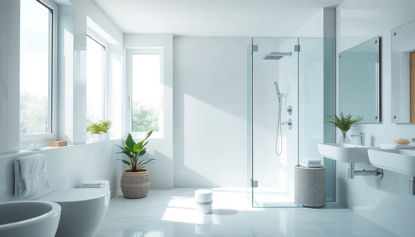Enhance your home with elegant showers au, featuring a luxurious glass-enclosed design and modern fixtures.