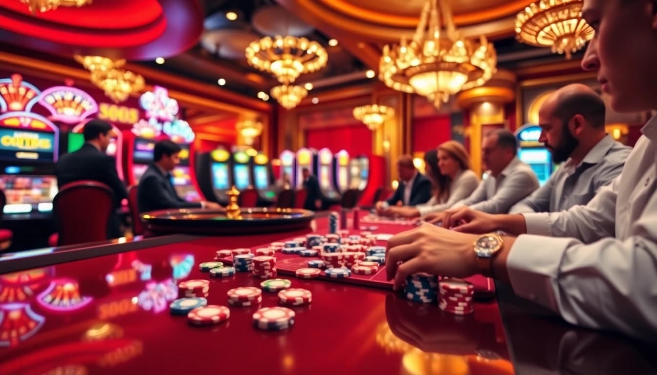 Players enjoy a thrilling poker game at a casino featuring the 888b link.
