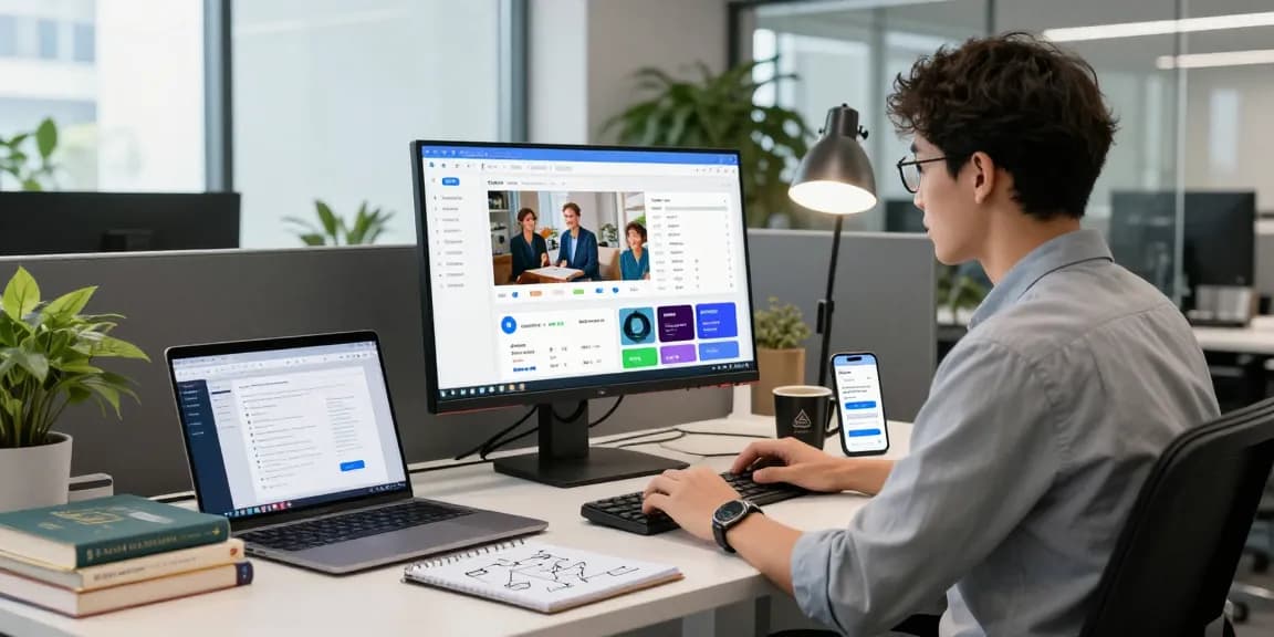 AI detector interface in a modern workspace illustrating content moderation capabilities.