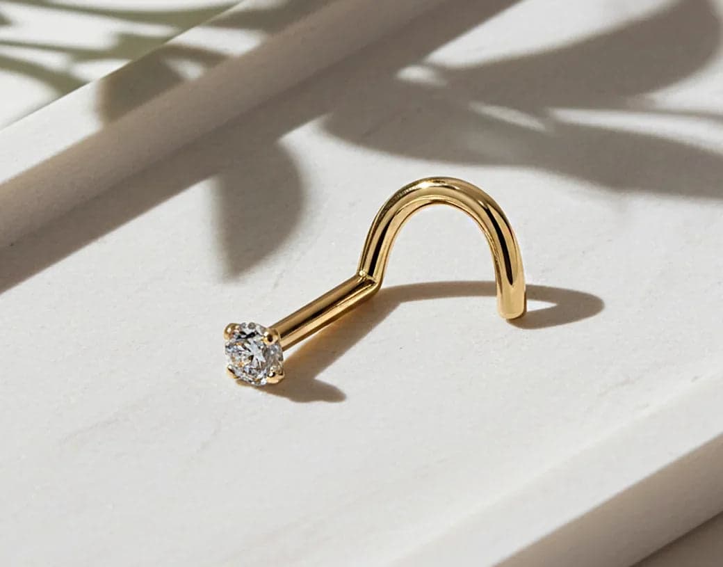 Shop Gold Nose Stud with Diamond for a Stylish and Elegant Look