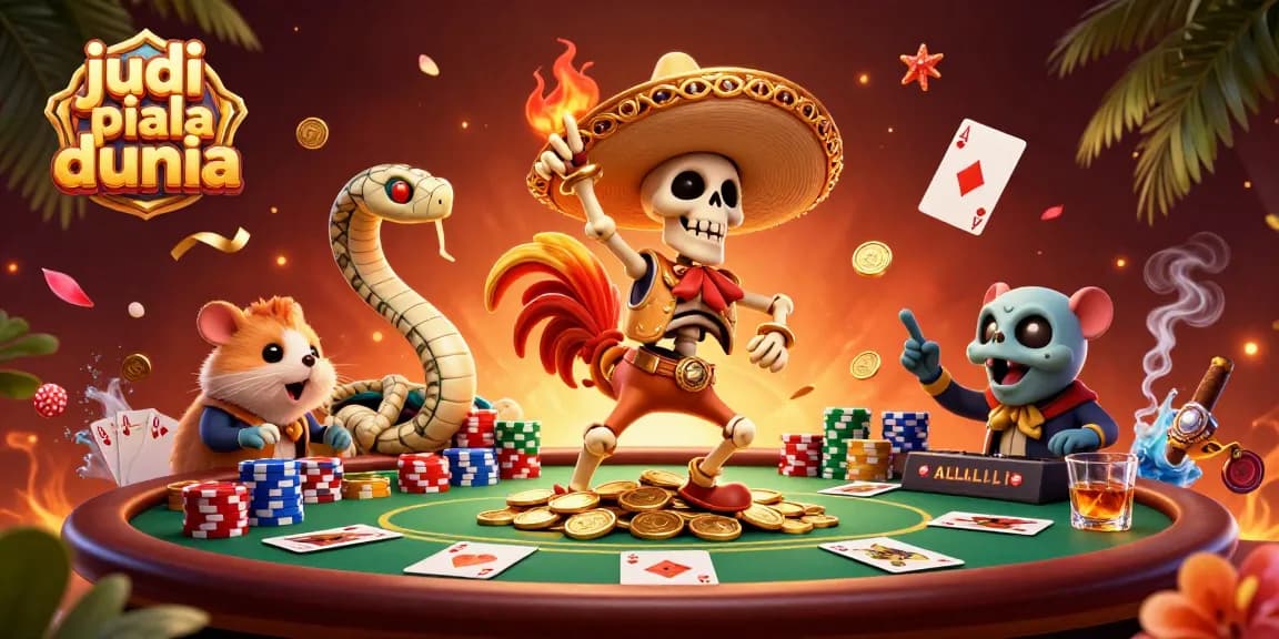 Experience thrilling judi piala dunia excitement with a vibrant 3D casino illustration.