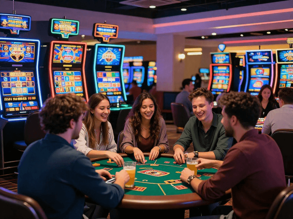 Exciting euro casinos scene with players enjoying vibrant games, colorful lights, and a lively atmosphere in 2026.