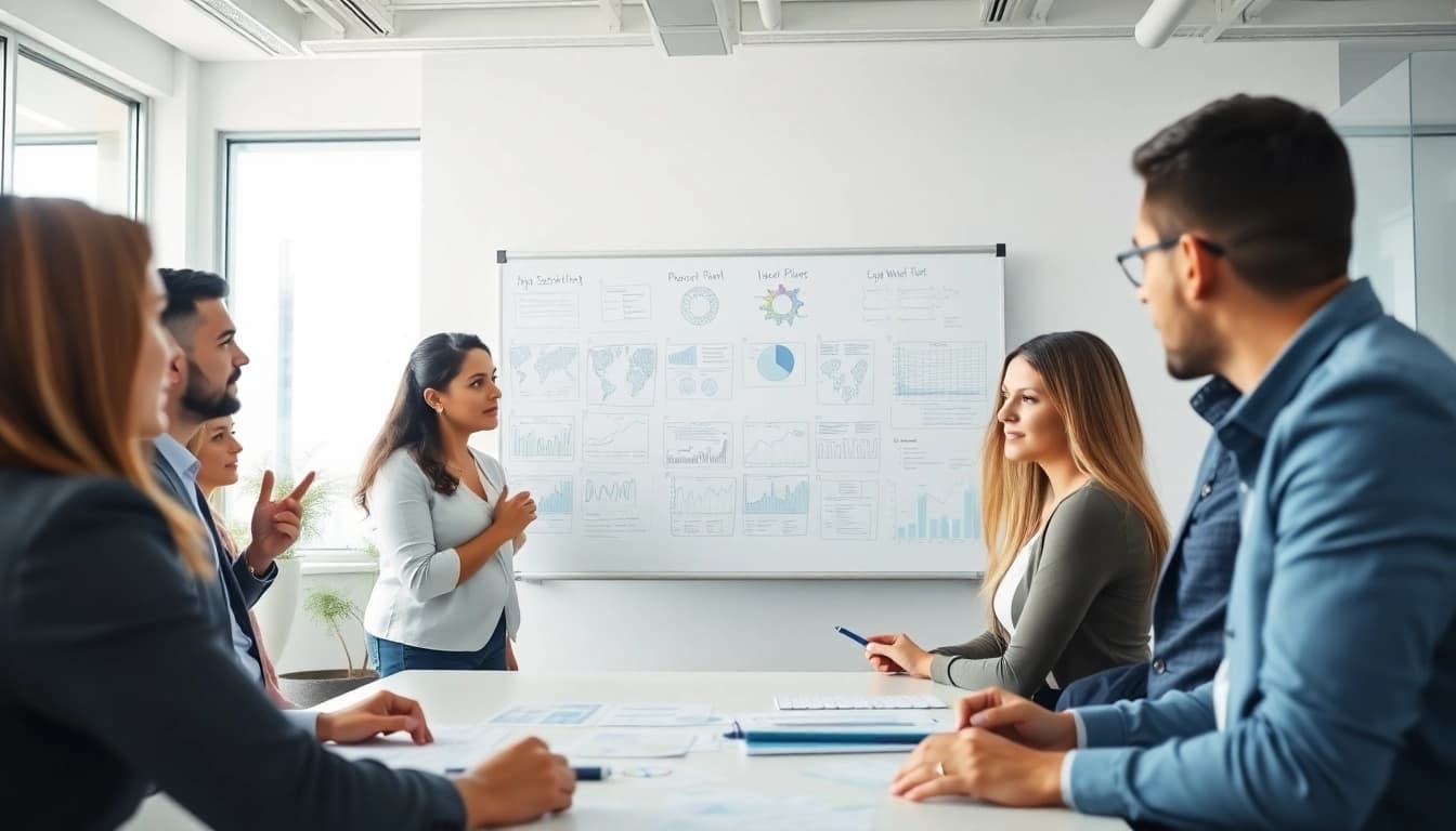 Engaged team strategizing Acquisition Planning in a modern conference room.