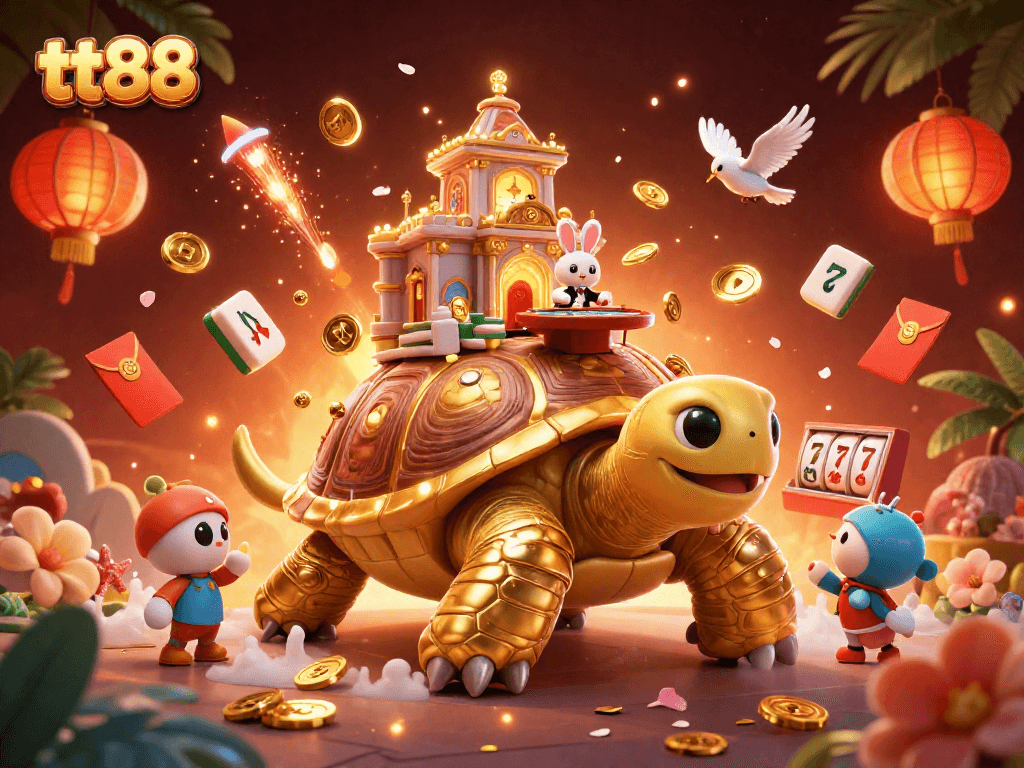 Experience the excitement of gaming at tt88 with this vibrant casino-themed illustration featuring unique characters.