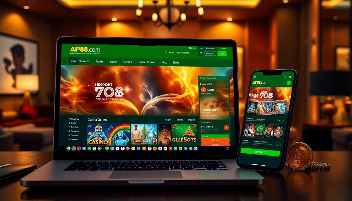 Online gambling interface of af88.com showcasing sports betting and casino games in a professional setup.