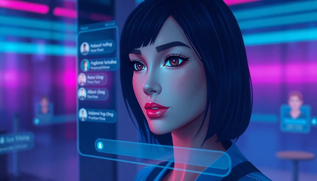 Experience the captivating NSFW AI chat with a virtual avatar in a futuristic digital environment.