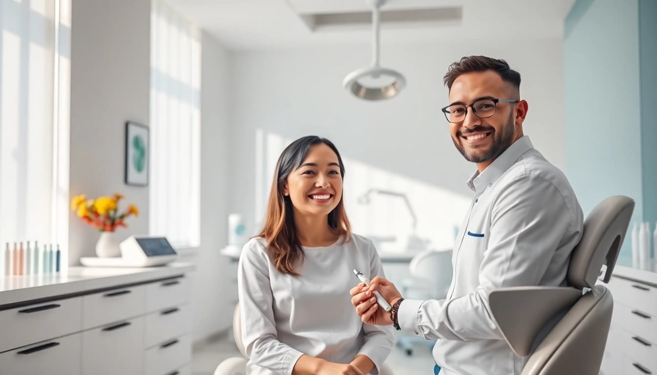 Best teeth whitening clinic in Kuala Lumpur showcasing a friendly consultation in a modern dental office.