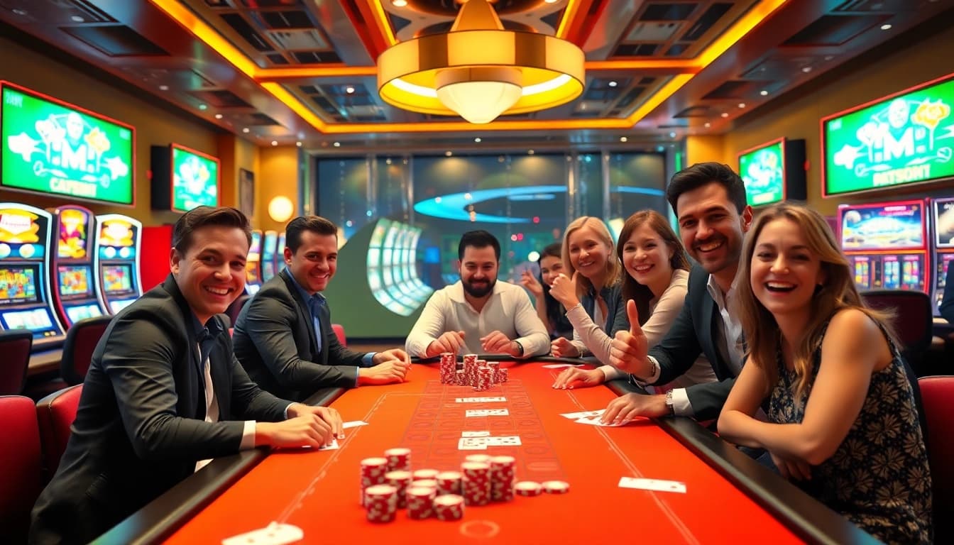 Bei casino spielen erleben Spieler an einem Tisch mit einem Dealern spannende Momente.