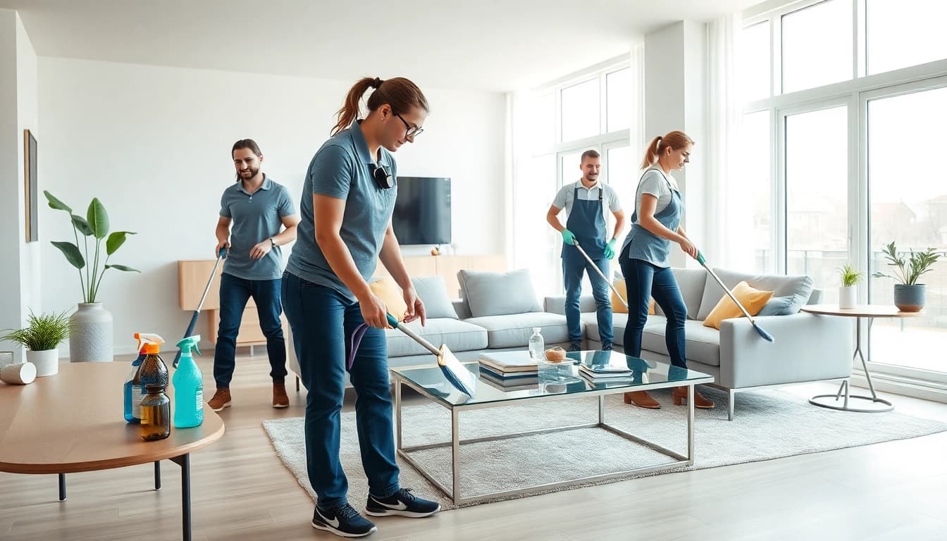 Experience thorough cleaning services near me with a professional team in action.