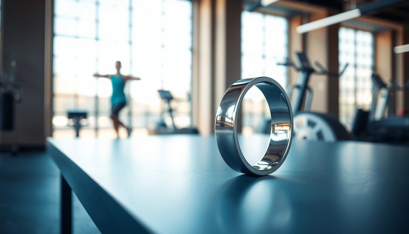 Showcasing the Health Ring, a modern device for fitness enthusiasts tracking health metrics actively.