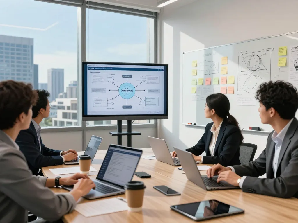 Team discussing security challenges in a modern office environment, showcasing collaboration.