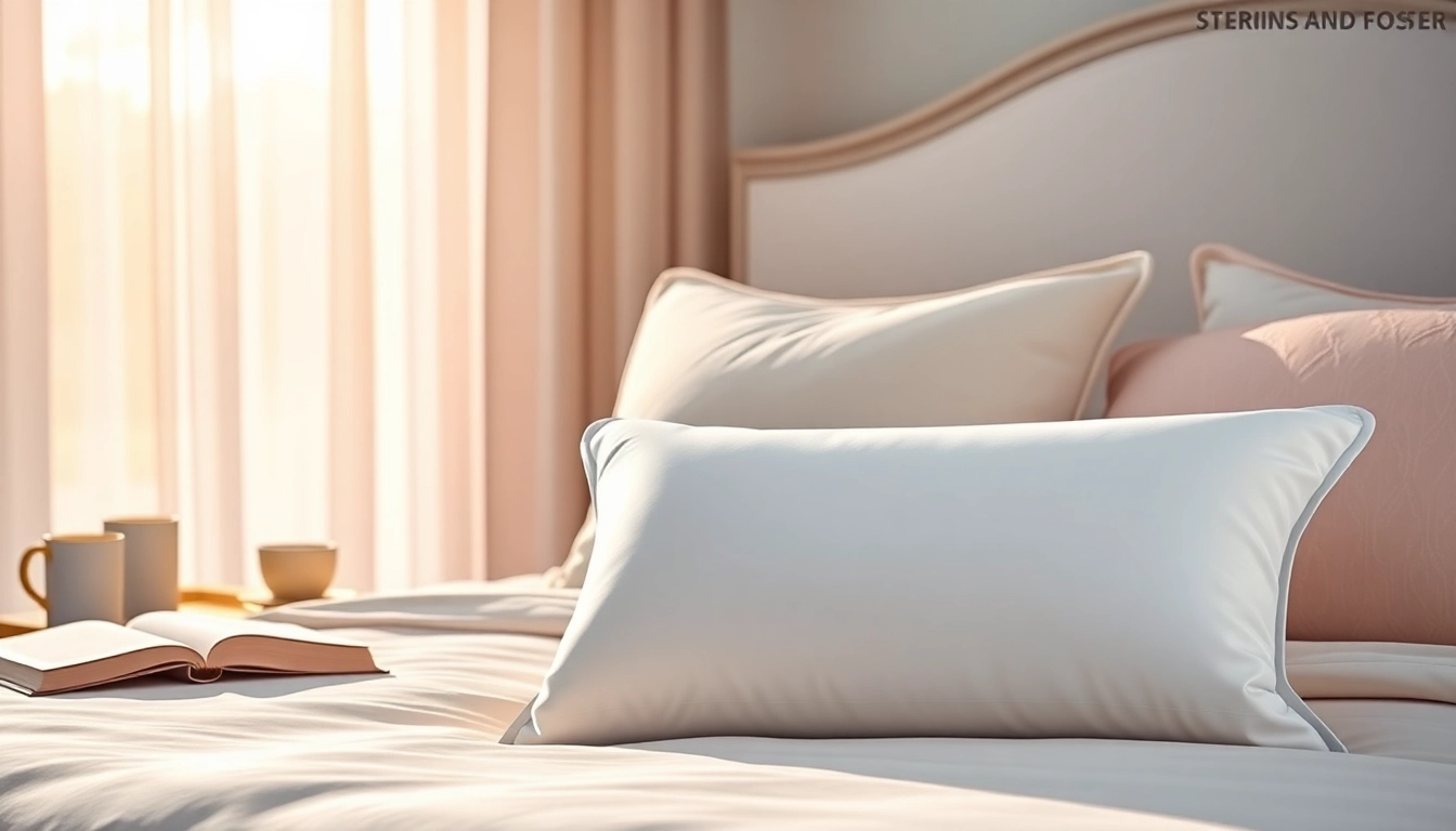 Stylish sterns and foster pillow enhancing a cozy bedroom atmosphere.
