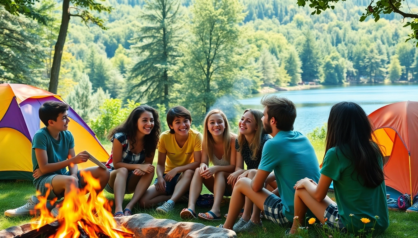 Teens enjoying a campfire activity at a vibrant teen summer camp.