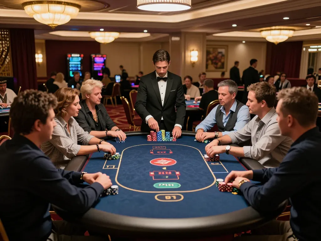 Engaging players competing around a poker table showcasing strategic gameplay while elevating the giường bệnh nhân theme in a luxurious casino