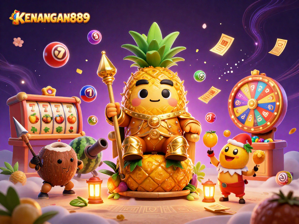 Experience the vibrant world of KENANGAN889 with this captivating 3D illustration showcasing dynamic casino elements.