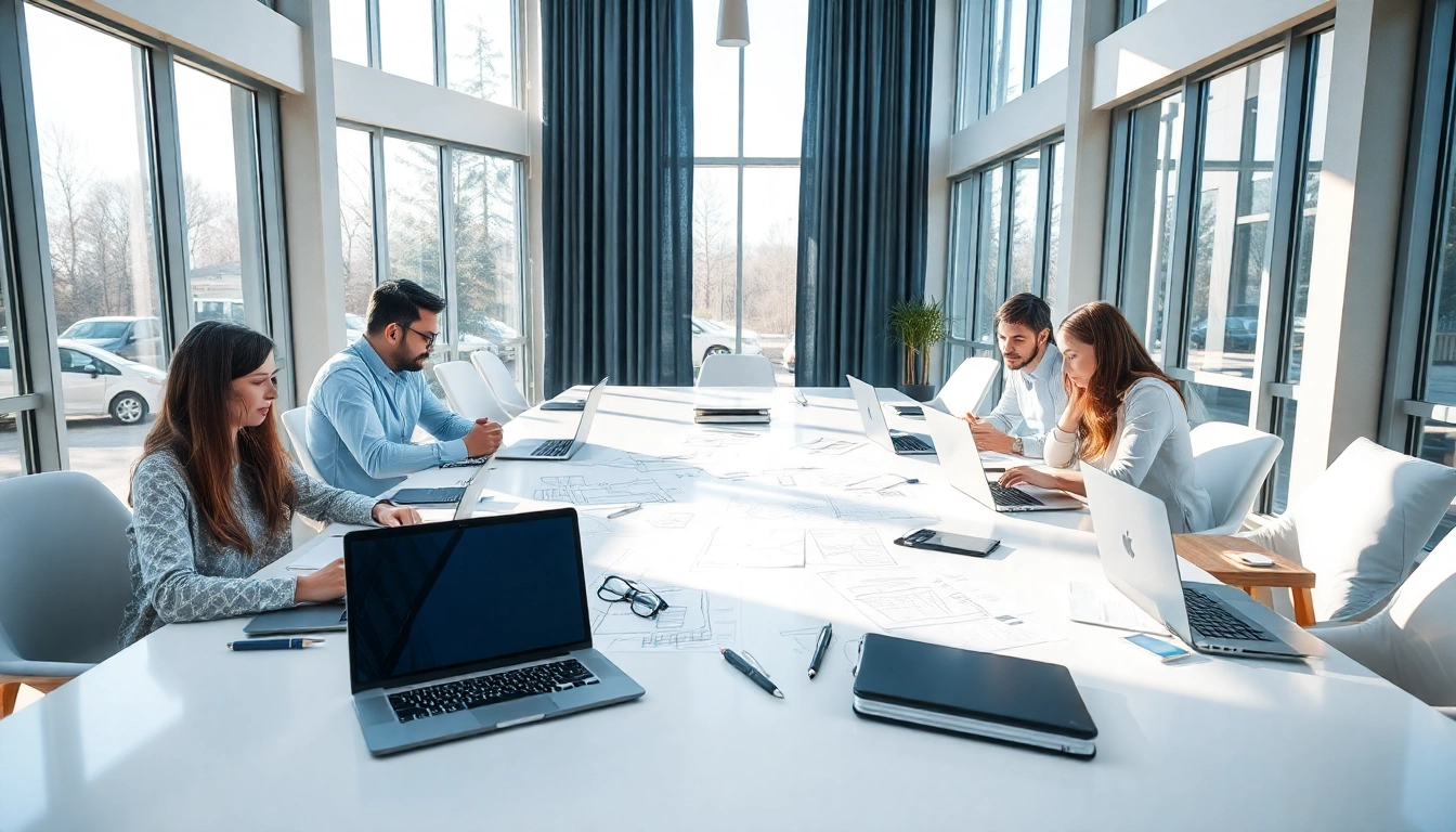 Showcasing web design Edmonton through a professional team collaborating in a modern workspace.