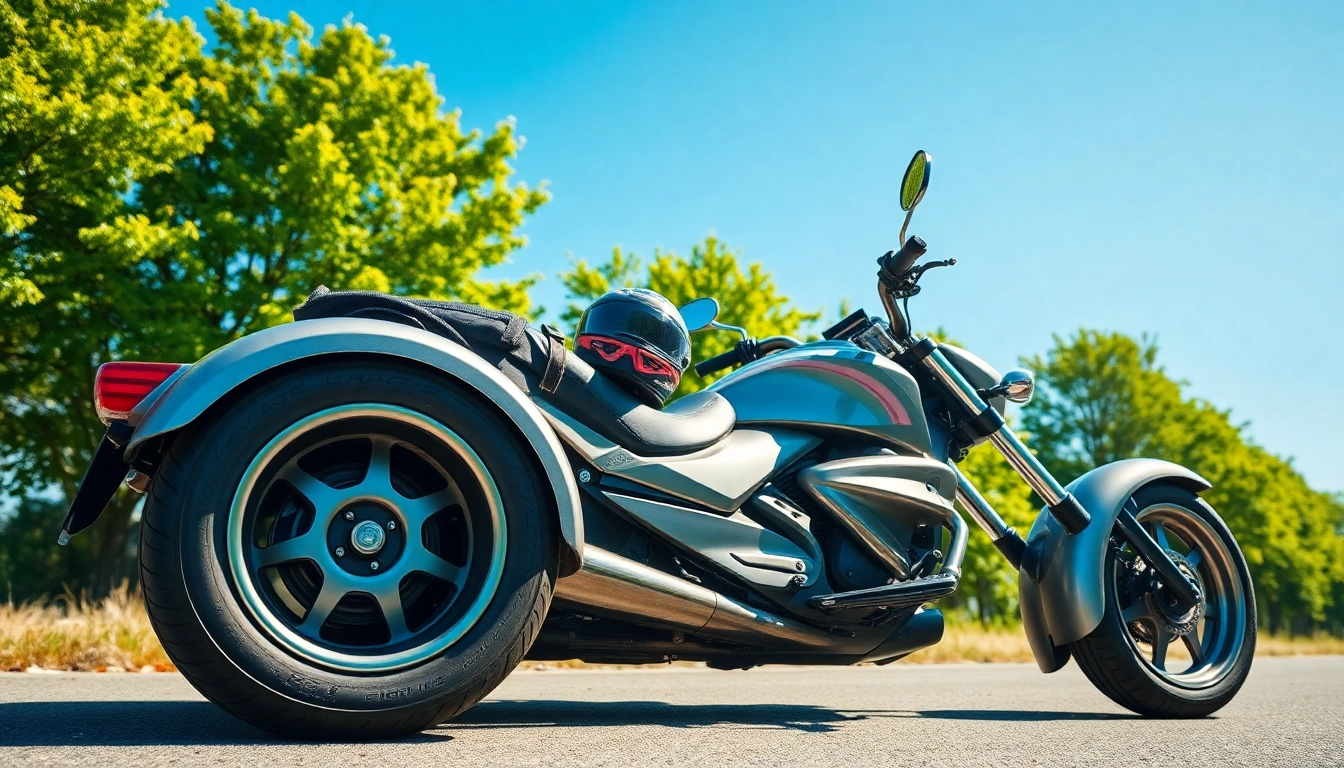 Showcasing a cheap street legal three wheeler trike in a picturesque setting.