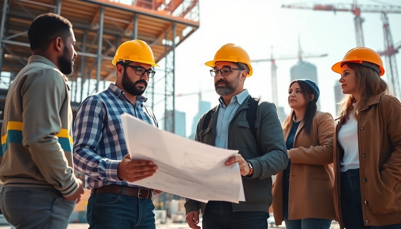 New York General Contractor overseeing construction project with team, showcasing collaboration.