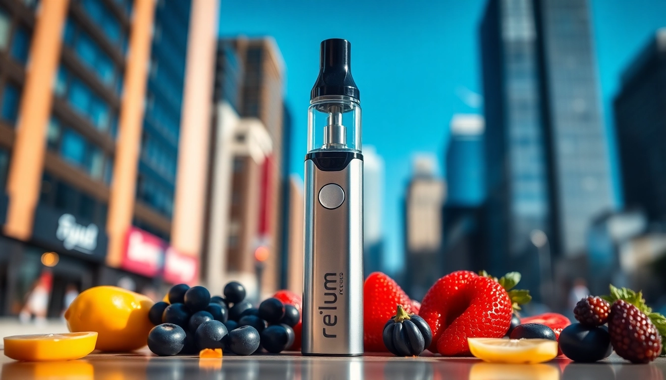 Showcasing flum float disposable vape highlighting its design and flavors in an urban setting.