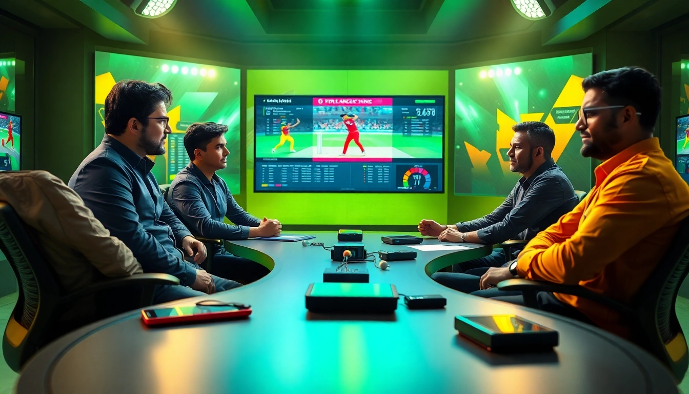 Experts discussing ipl match win prediction strategies with live cricket analytics on display.