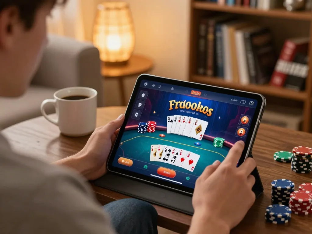 An engaged player strategizing on https://uu88.agency/ while enjoying online poker at home.