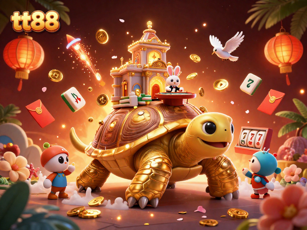 Experience the excitement of gaming at tt88 with this vibrant casino-themed illustration featuring unique characters.