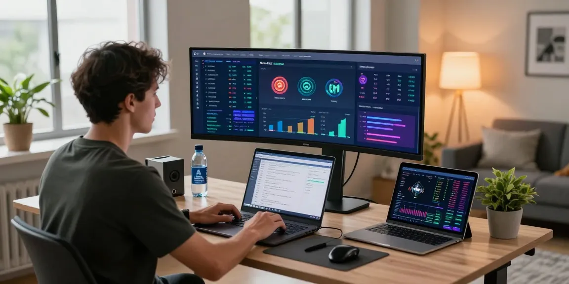 Eco friendly crypto mining strategies showcased in a modern trading office with advanced technology.