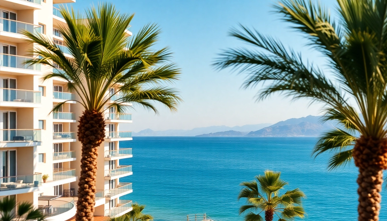 View of Alanya flats for sale showcasing beachfront apartments with breathtaking sea views.