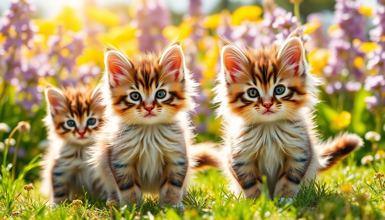 Adorable Maine Coon kittens for sale Sacramento playing in a bright garden.