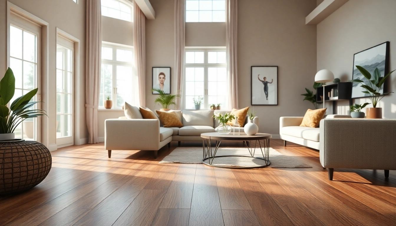 Enhance your space with exquisite vinyl flooring showcased in a stylish living room setting.