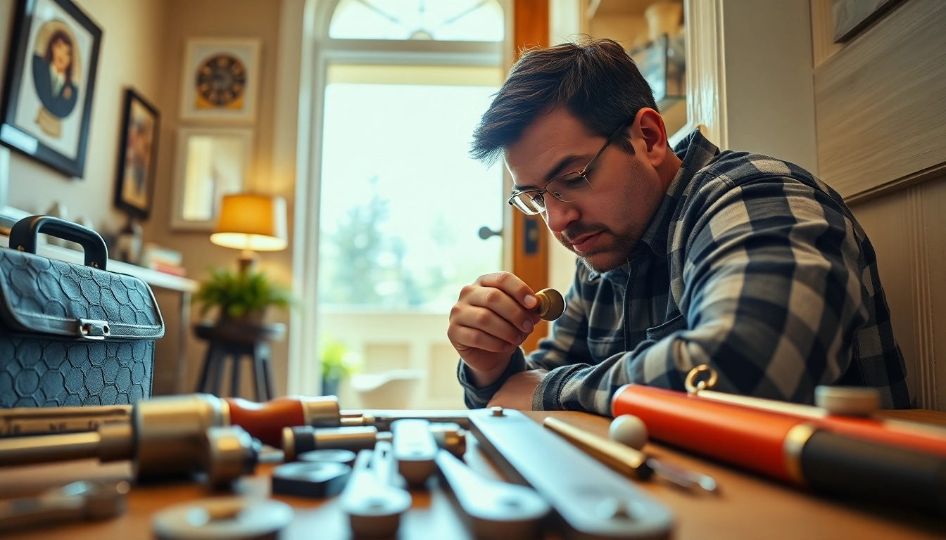 Reliable Fast locksmiths service in St. Louis, MO assisting a homeowner with door lock repair.