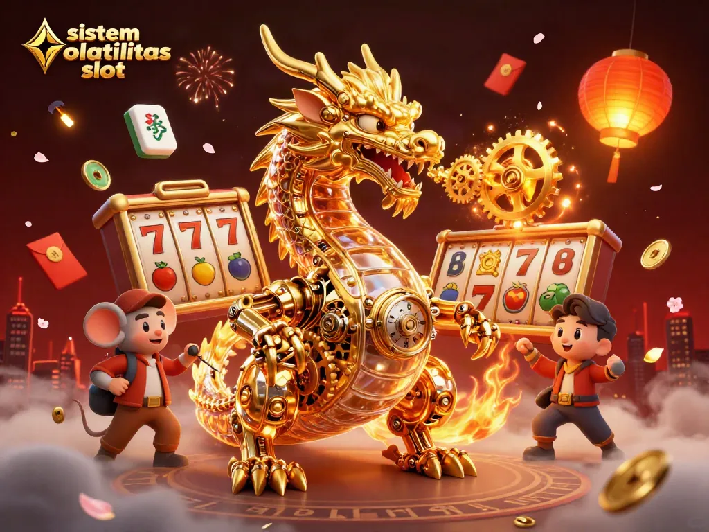 Menang di sistem volatilitas slot dengan karakter naga organik, simbol jackpot, dan elemen judi lainnya.