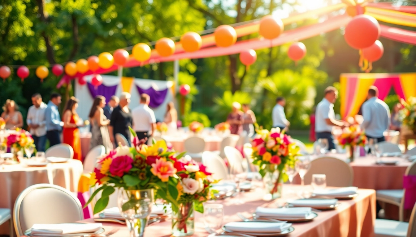 Hosting memorable Event Rentals experiences with elegant outdoor decorations and festive atmosphere.