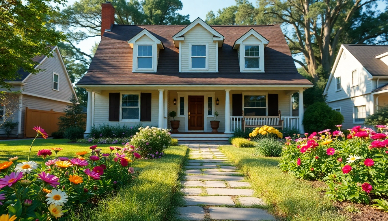 Stunning colonial home build with manicured gardens and sunny ambiance.