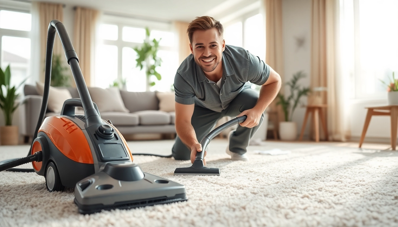 Local carpet cleaners providing expert service in a bright, inviting home environment.
