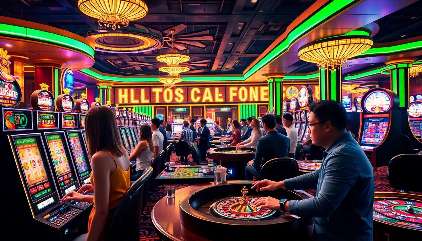 Engage with a lively Non gamstop casino atmosphere showcasing players immersed in games.