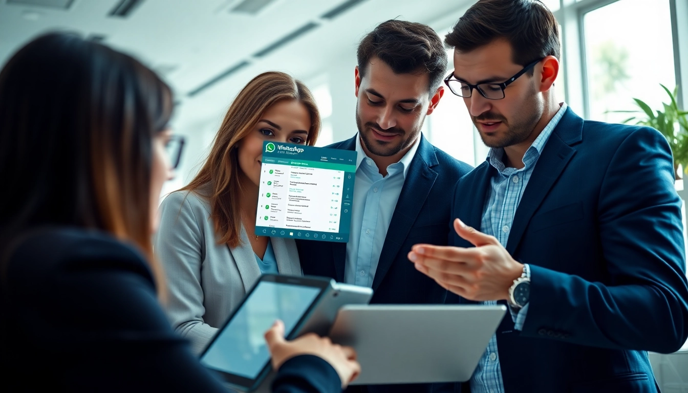 Enhance your workflow with WhatsApp Smart CRM tools depicted in a collaborative office setting.