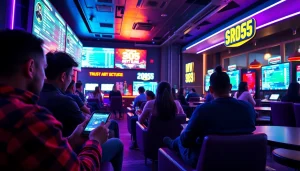 Exciting gaming lounge scene with players engaging on MV 88 mobile platform.