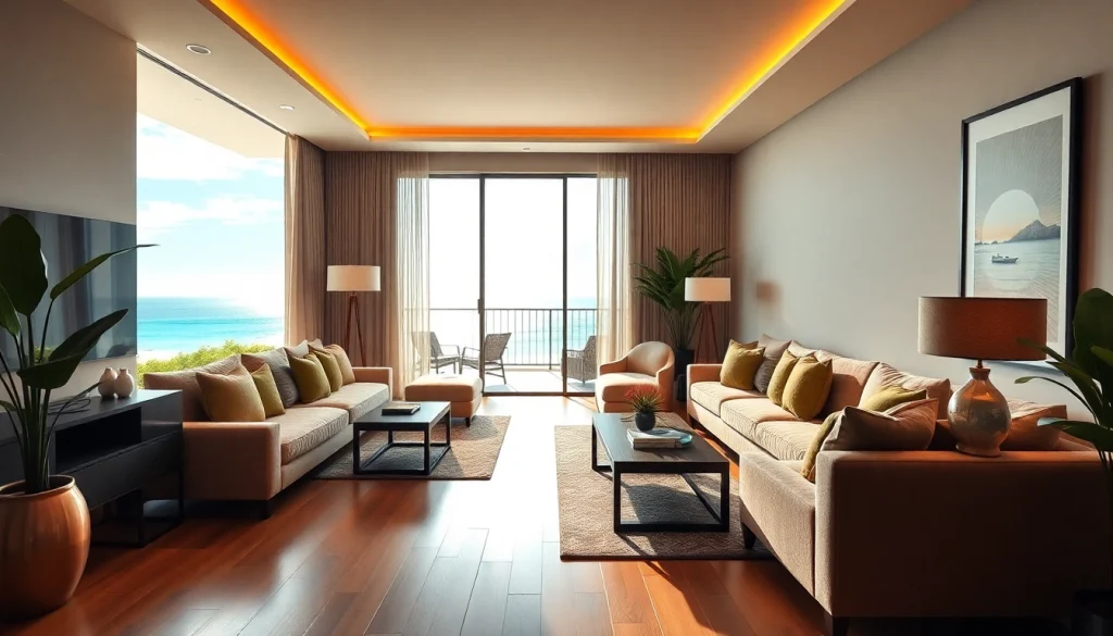 Experience luxury condo for rent pattaya with ocean view from a stylish living area.