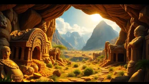 Discover the wonders of King Solomon's Mine through a majestic depiction of ancient treasures.