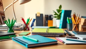 Showcase a vibrant collection of stationery online uk essentials for a creative workspace.