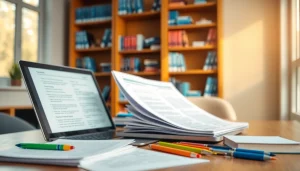 Write types of nursing essays with engaging resources on an academic desk.