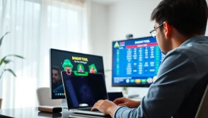 Menangkap momen pemain yang menganalisis bandar togel di depan komputer.