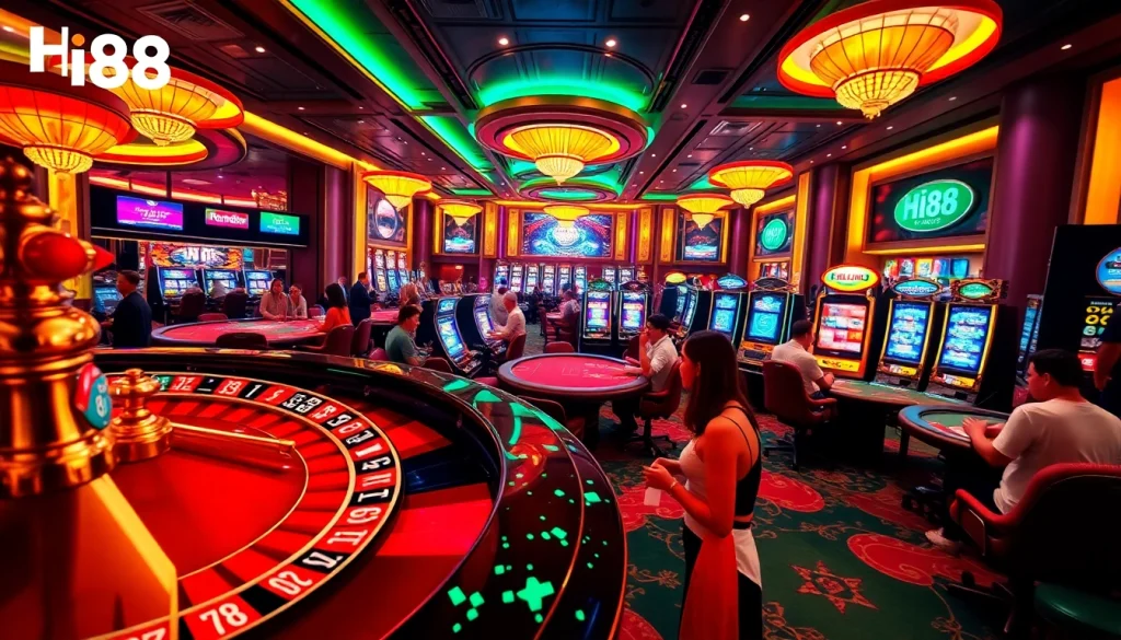 Hi88 offers an immersive casino experience with exciting poker games and spinning roulette wheels.